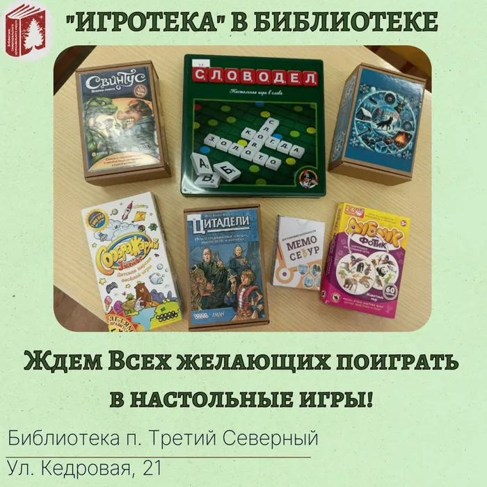 "Игротека" в Библиотеке п. Третий Северный. Ждем Всех желающих поиграть в настольные игры!